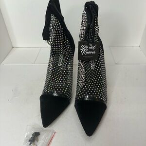 Karl Lagerfeld Mid Log Boot Pandara II Blk Net Textile W/Silver Women’s Size 7